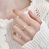 wholesale S925 Sterling Silver Korean Style Da Dong Men Bow Knot Diamond Inlaid Niche Trendy Versatile Design Open Adjustable Ring-018QJJ/approx. 1.3g Adjustable opening