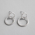 wholesale S925 Silver EA040 Korean-style Minimalist Versatile Geometric Circle Stud Earrings Women's Silver Jewelry-0-0