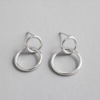 wholesale S925 Silver EA040 Korean-style Minimalist Versatile Geometric Circle Stud Earrings Women's Silver Jewelry-Platinum [with sterling silver ear plugs] &gt; 925 silver