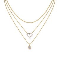 Metal French Three-Layer Long Layered Necklace for Women, Summer Minimalist Ins Style Fade-Resistant Luxury Niche-N15300 Mozzarella 50 points + 54 capsules