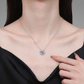 S925 Sterling Silver Moissanite Lace-Trimmed Hollow Pendant Fully-Set Floral Collarbone Necklace-0-2