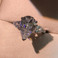 Alloy 5ct Trillion Cut Cubic Zirconia Ring Vintage Three-Stone Clearance-0-0