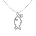 wholesale S925 Sterling Silver New Small Fish Design Pendant Necklace and Ring Set for Women, Luxurious and Exquisite Summer Fresh Style Jewelry-0-4