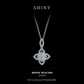 Sterling Silver Sunflower Pendant Necklace with Cubic Zirconia, New Design-0-4