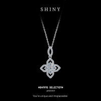 Sterling Silver Sunflower Pendant Necklace with Cubic Zirconia, New Design-S925 Sterling Silver + Zircon  925 Silver