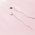 wholesale S925 Sterling Silver Butterfly Ear Thread Earring Chain Drop Dangle Ear Accessories for Women Korean Fashion Sweet and Elegant E9071-0-0