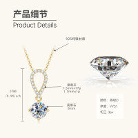 925 Sterling Silver D Color Moissanite Geometric Drop Pendant Necklace-Teardrop Geometric Necklace [K Gold]  925 Silver