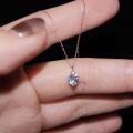 wholesale S925 Sterling Silver Glacier Blue Diamond Heart Pendant Necklace, Minimalist Cold Aesthetic Drop Chain, Niche Luxury Collarbone Necklace-0-1