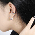 wholesale S925 Sterling Silver Irregular Lava Matte Ear Cuffs for Women with Textured Feel, Minimalist and Unique Temperament Silver Ear Accessories-0-2