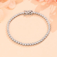 925 Silver Moissanite Heart Bracelet, Women's Minimalist Design, Delicate Luxury Trendy Accessory.-3-point heart-shaped bracelet  14cm