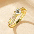 Zirconium Alloy French Vintage Crossed Double Ring for Women-0-1