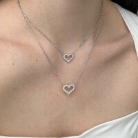 wholesale S925 Sterling Silver Dainty Heart Necklace for Women, Minimalist Small Choker with a Luxe Twist, Versatile and Lightweight-DY190486-SG-WH 925 silver