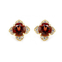 wholesale S925 Sterling Silver Spring-Summer New Red Pomegranate Petal White Zircon High-End Stud Earrings, Wholesale-Pomegranate Earrings>925 Silver