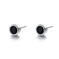 wholesale S925 Sterling Silver Korean Dongdaemun Minimalist Black Zircon Earrings with Retro Simple Elegance-0-4