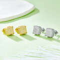 wholesale S925 silver luxurious ultra-sparkling full-diamond earrings with moissanite, trending on Douyin, golden square threaded earrings-0-0