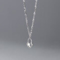 wholesale S925 sterling silver retro luxury heart-shaped pendant with openwork and small lock necklace D9250-0-4