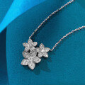 wholesale S925 silver wild flower necklace for women, blooming cluster pendant with three small flowers, floral collarbone chain-0-3
