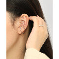 wholesale S925 Sterling Silver 544 Korean Version Ins Minimalist Geometric Double Layer Line Circle Ear Clips Ear Buckle Women's Versatile Earrings-0-3