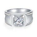 wholesale 18K White Gold Plated Silver 1 Carat Moissanite Diamond Ring Men's Wedding Band Couple's Real Diamond-0-0