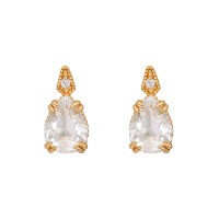 wholesale S925 silver gold-plated natural white crystal earrings for women, ice crystal teardrop jewelry wholesale and dropshipping-White crystal earrings>925 silver