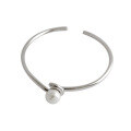 wholesale S925 Sterling Silver ST161 Korean Style Ins Minimalist Pearl Beaded Open Bangle Bracelet for Women-0-4