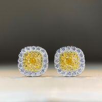 wholesale S925 Sterling Silver Jewelry Set with Full Diamond Inlay, Cross-border Best-seller Yellow Diamond Ring for Women, Including Pendant Necklace, Ring, and Earrings-Yellow Diamond Earrings-ED139>925 Silver