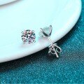 Sterling Silver XYL925 Classic Four-Prong 1ct 2ct Moissanite Stud Earrings Bulk Wholesale-0-0