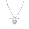wholesale S925 Sterling Silver INS Popular Women's Necklace, Exquisite Heart Backpack Striped Design, Bar-shaped Row of Diamonds Collarbone Chain-0-6
