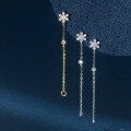 wholesale S925 Sterling Silver Exquisite Diamond-Inlaid Five-Petal Flower Earrings, High-End Elegant Long Drop Ear Accessories M03783-0-0