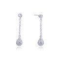 wholesale S925 Sterling Silver Zircon Earrings for Women, Elegant and Chic Long Tassel Drop Earrings, Fashionable Minimalist Ear Accessories-0-4