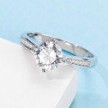 wholesale 925 Sterling Silver Live Broadcast Moissanite Ring Classic Four-Prong Moissanite Engagement Ring Wedding Ring Korean and Japanese Style Women's Ring-0-2