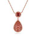 wholesale S925 Sterling Silver Rose Gold Plated Fashion Brand Inspired Pendant with Red Zircon Necklace for Women, Versatile Style-0-0