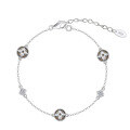 wholesale 925 Sterling Silver Lucky Four-Leaf Clover Natural Black Shell Bracelet for Women, New Arrival-0-6