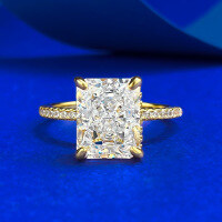 wholesale S925 Sterling Silver High Carbon Diamond 8*10mm Radiant Cut Ring Women's Cross-Border Style Dropshipping-R1289 Gold Ring Size 8