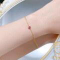 wholesale S925 silver jewelry new style 2mm red diamond four-leaf clover bracelet gold delicate and compact live streaming bestseller cross-border-0-3