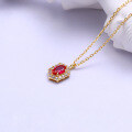 wholesale Metal: S925 silver gold-plated Dunli Jewelry Retro geometric red corundum necklace, luxurious and elegant-0-2