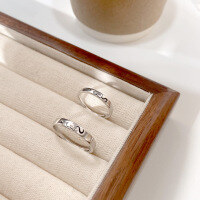 wholesale S925 Sterling Silver Original Couple Cat Cartoon Adjustable Ring Set for Men and Women, Niche Design Valentine's Day Gift-Cartoon Cat Couple Ring/Approx. 3.64g PR003585