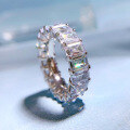 wholesale S925 Silver New Style 4*6 Rectangular Pagoda European and American Ins Fashion Versatile Ring for Women-0-1