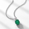 wholesale S925 Silver Vintage Oval Cultured Emerald Pendant Women's Full Gemstone Cross Pendant Necklace for Export Cross-border-0-1
