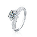 Sterling Silver Moissanite Heart Bouquet Ring, Ins-Style Closed Wedding Band-0-3