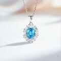 S925 Silver Necklace with Padparadscha, Paraiba, Fanta Zircon, and High-Carbon Diamond-0-6