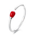wholesale S925 Sterling Silver Antique Craft Plain Ring Accented with Southern Red, Simple and Elegant, Versatile Open-End Ring-0-4