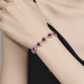 wholesale S925 Cross-Border Fashion Heart-Shaped Colorful Zircon Bracelet High-End Peach Heart Zircon Jewelry Wholesale Live Streaming Hot Selling-0-3
