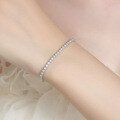Sterling Silver 2mm 3-Point Moissanite Small Crown Bracelet-0-2