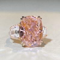 wholesale S925 Sterling Silver Women's 12X16 Four Billion Happiness Millionaire Same Style Pink Heart High Carbon Diamond Ring-Imported powder-CBJZ367 7