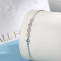 wholesale 925 Sterling Silver Earrings Light Luxury Ins Style Colorful Heart Zircon Bracelet Ring Cute Niche Jewelry Set-0-2
