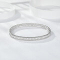 wholesale 18k gold-plated 925 silver full Moissanite bead edge narrow bangle bracelet, versatile for stacking-0-2