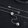 Sterling Silver Balance Beam Pendant Necklace with Pearl and Moissanite-0-0