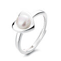 wholesale S925 Sterling Silver Korean-style Creative Irregular Heart Base Pearl Rococo Open Ring for Women-0-4