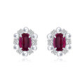 wholesale Metal: 925 Silver Wish Hot-Sell 1ct 5*7mm Oval Lab-Grown Ruby/Sapphire/Emerald Stud Earrings-0-3